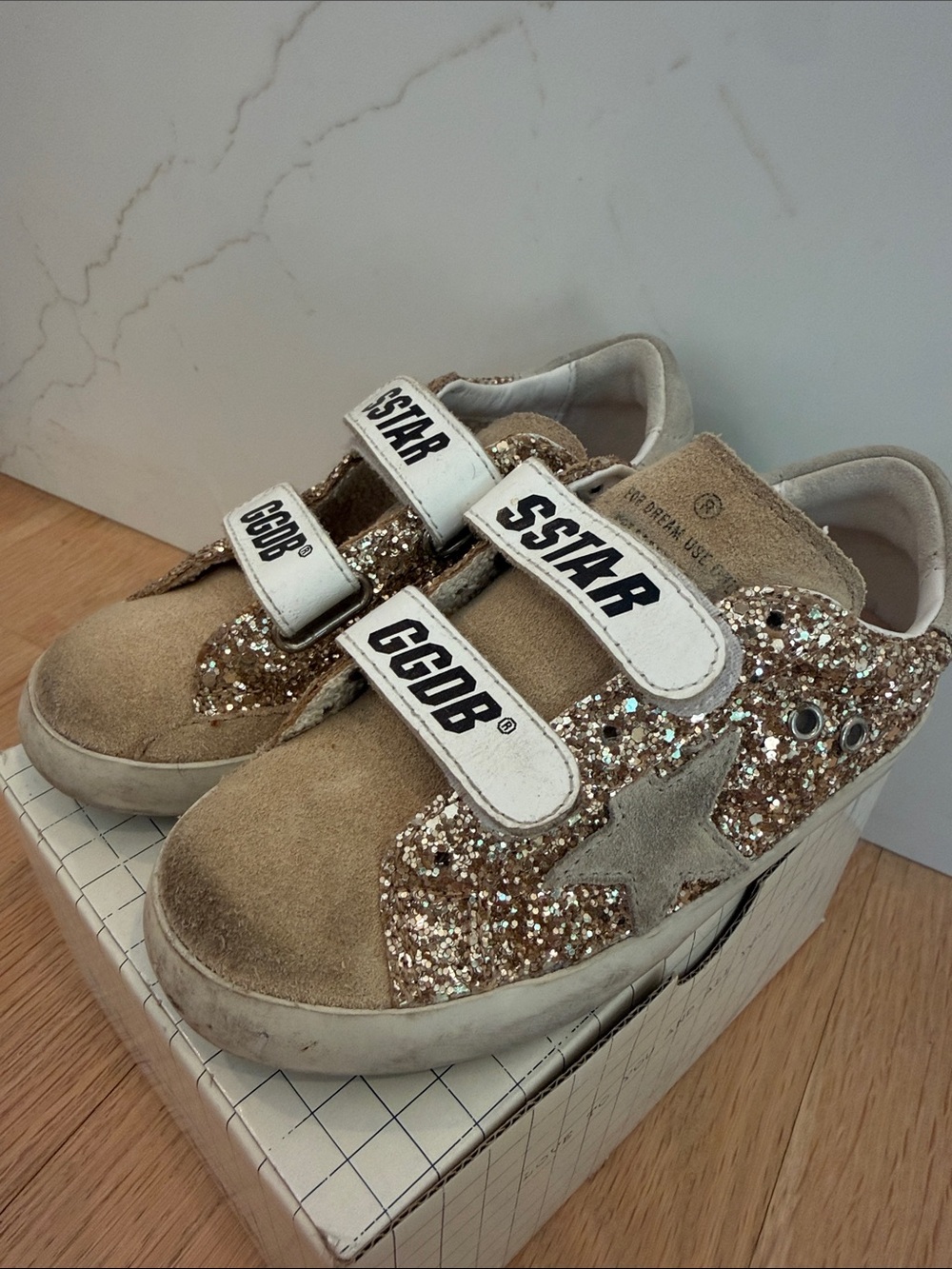 Golden Goose Girls Glitter Gold Sneakers